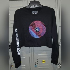 NWOT Bob Marley Hope Road Black Cropped Sweatshirt Size Small